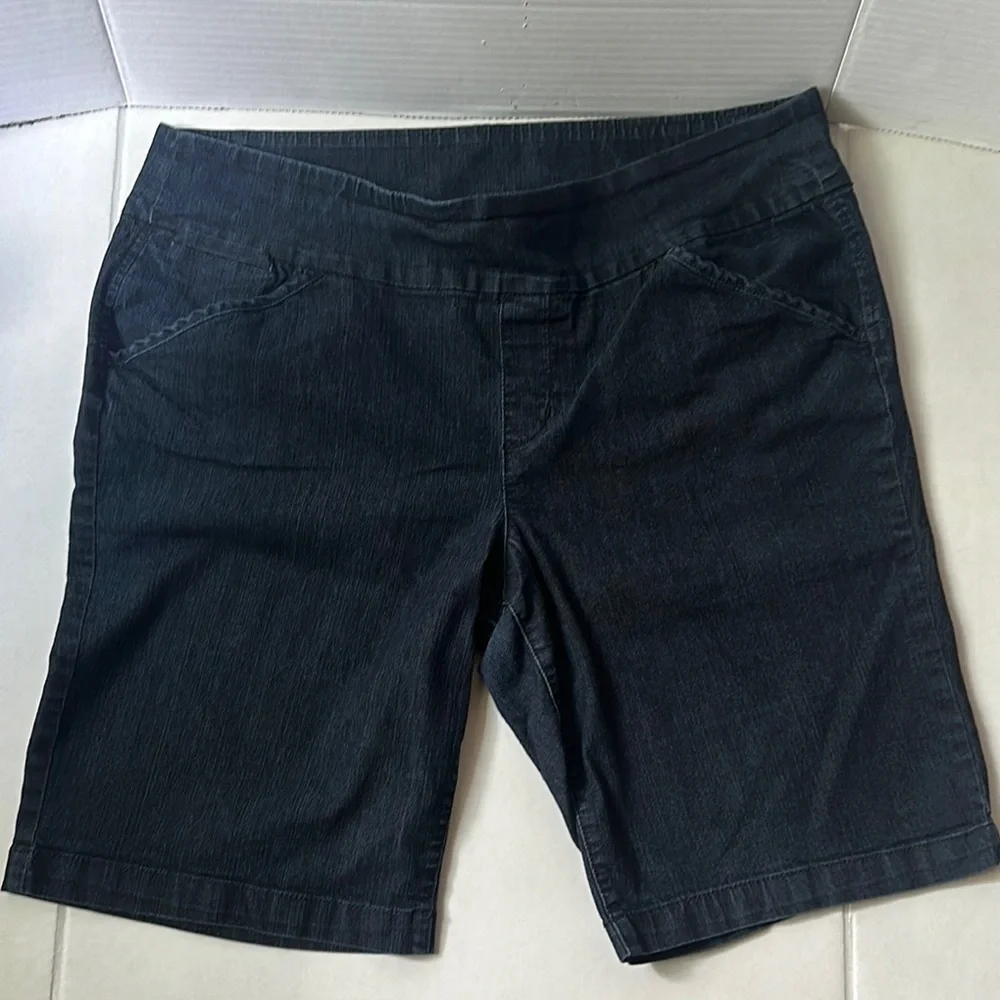 Style & Co High-Waisted Denim Bermuda Shorts - XL - Dark Wash